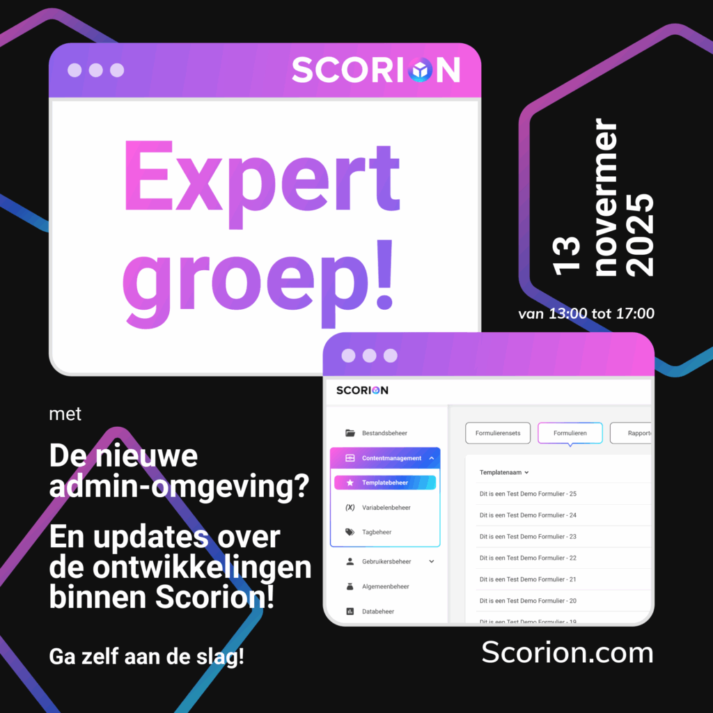 Kom naar de Expertgroep meeting november 2025. Nieuwe functies in Scorion en denk mee!